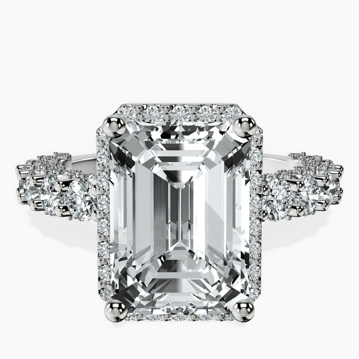 14kt White Gold Enchanté Side Stones Halo Lab Diamond Ring front image