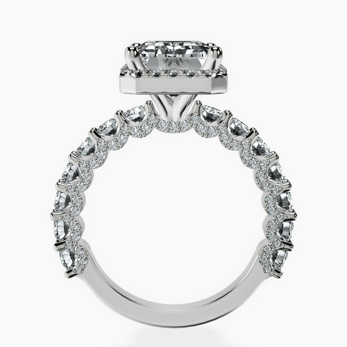 14kt White Gold Enchanté Side Stones Halo Lab Diamond Ring side right image one