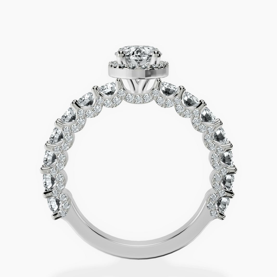 14kt White Gold Enchanté Side Stones Halo Lab Diamond Ring side right image one