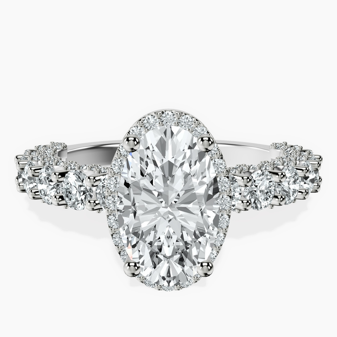Platinum Enchanté Side Stones Halo Lab Diamond Ring front image