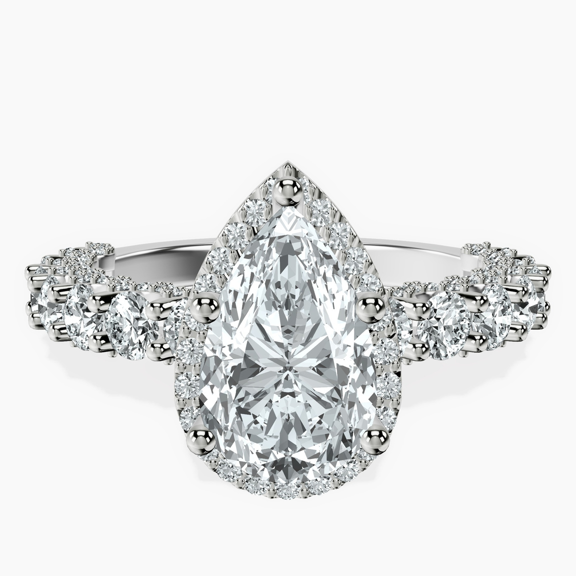 Platinum Enchanté Side Stones Halo Lab Diamond Ring front image
