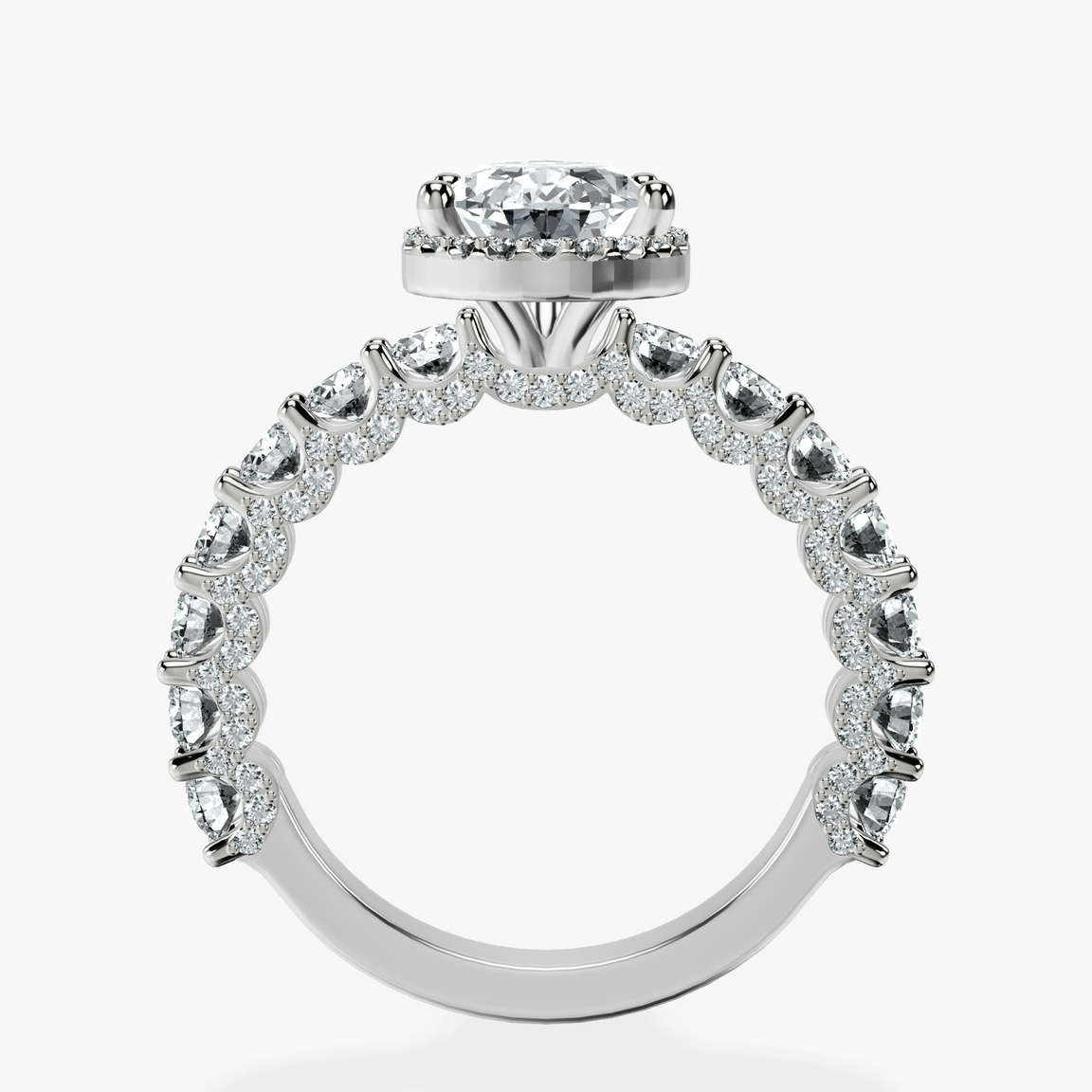Platinum Enchanté Side Stones Halo Lab Diamond Ring side right image one