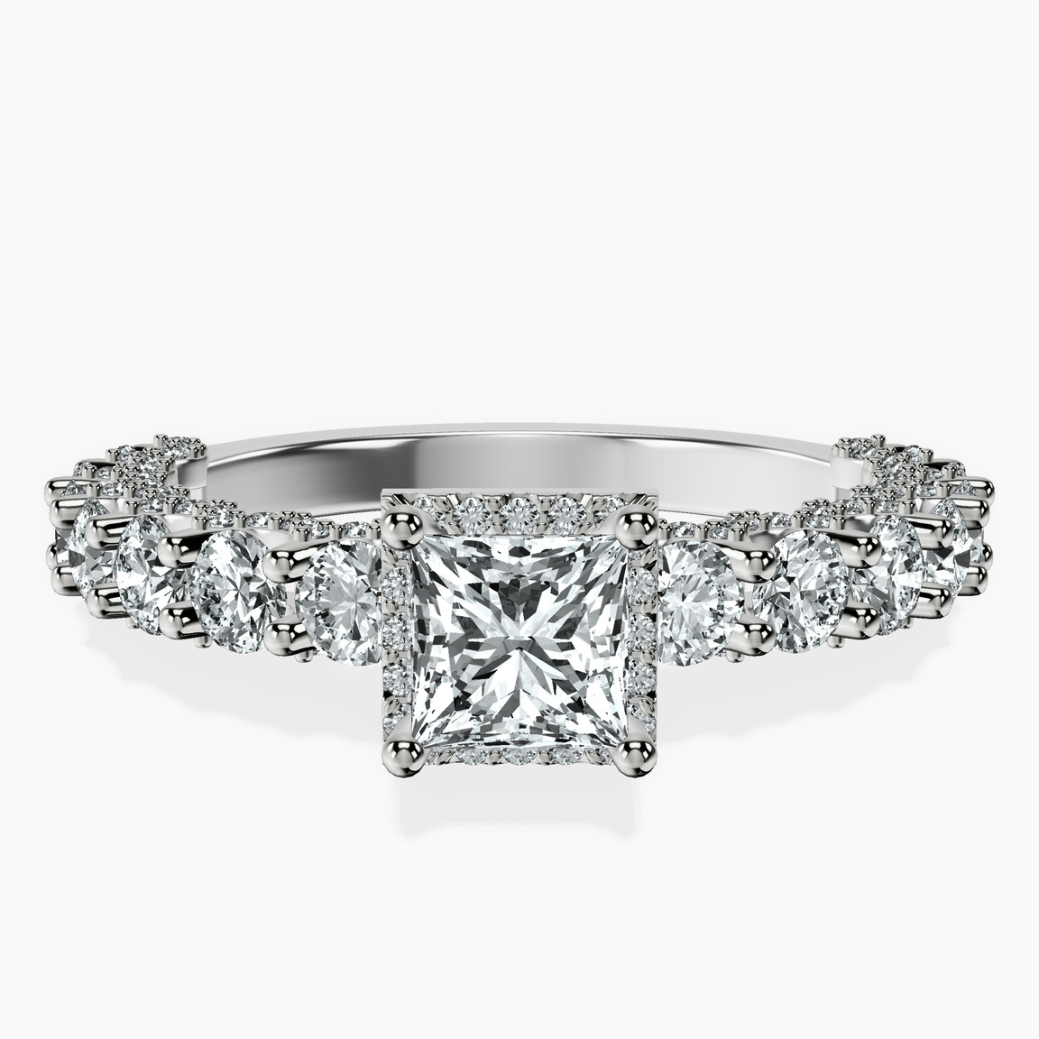 Platinum Enchanté Side Stones Halo Lab Diamond Ring front image