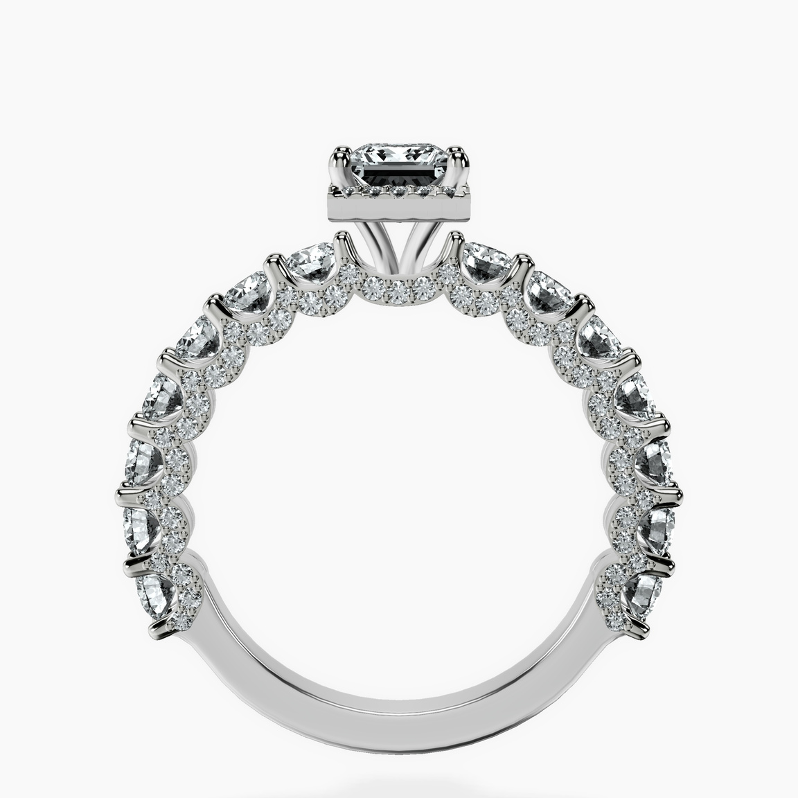 Platinum Enchanté Side Stones Halo Lab Diamond Ring side right image one