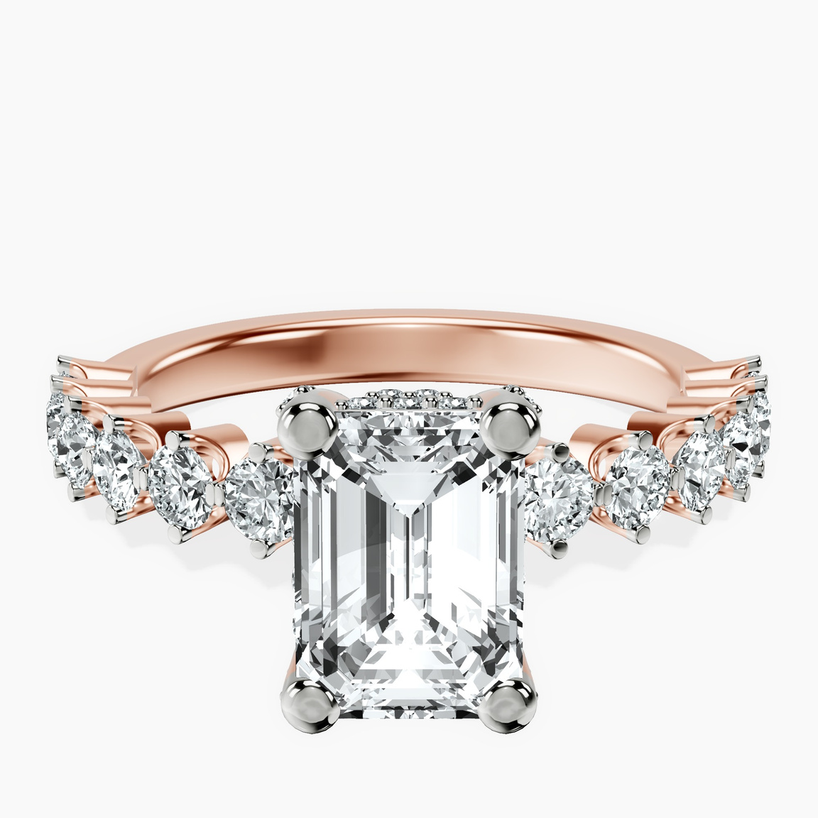 14ct Rose Gold Caitronia Floating Side Stones Lab Diamond Ring front image