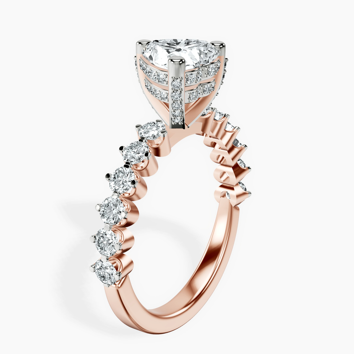 14kt Rose Gold Caitronia Floating Side Stones Lab Diamond Ring standing product image one