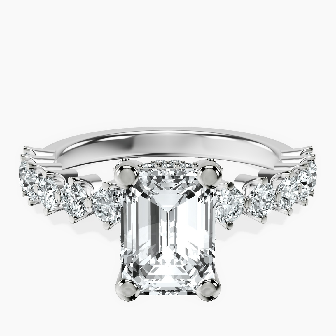 14ct White Gold Caitronia Floating Side Stones Lab Diamond Ring front image