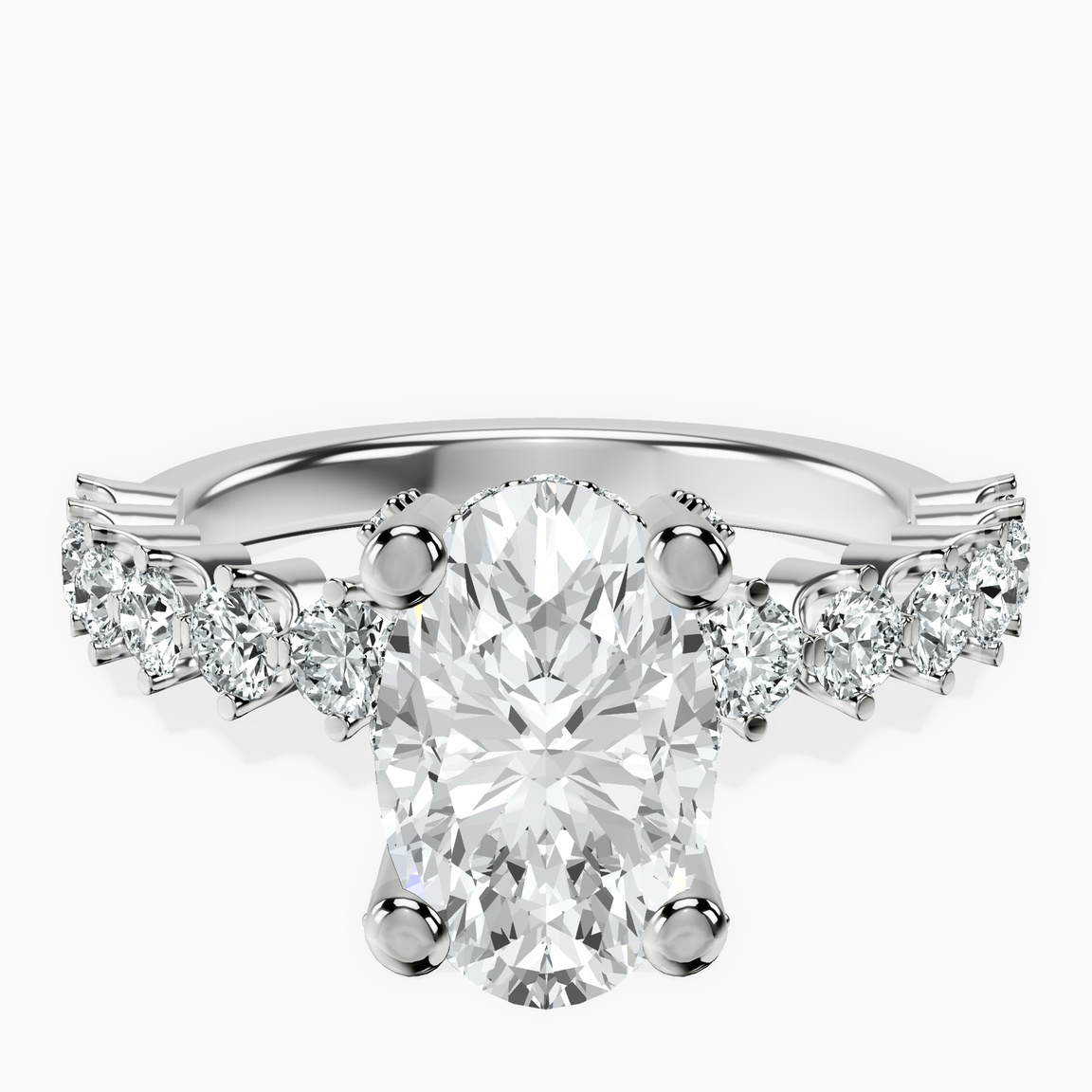 18ct White Gold Caitronia Floating Side Stones Lab Diamond Ring front image
