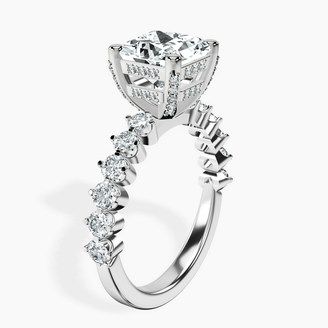 10kt White Gold Caitronia Floating Side Stones Lab Diamond Ring standing product image one