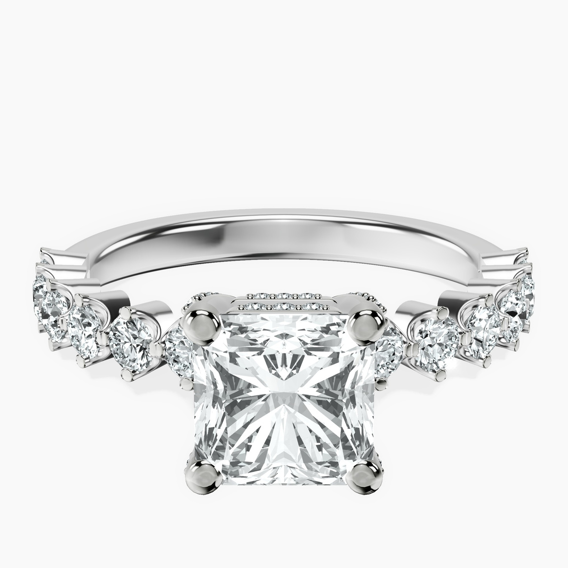 10kt White Gold Caitronia Floating Side Stones Lab Diamond Ring front image
