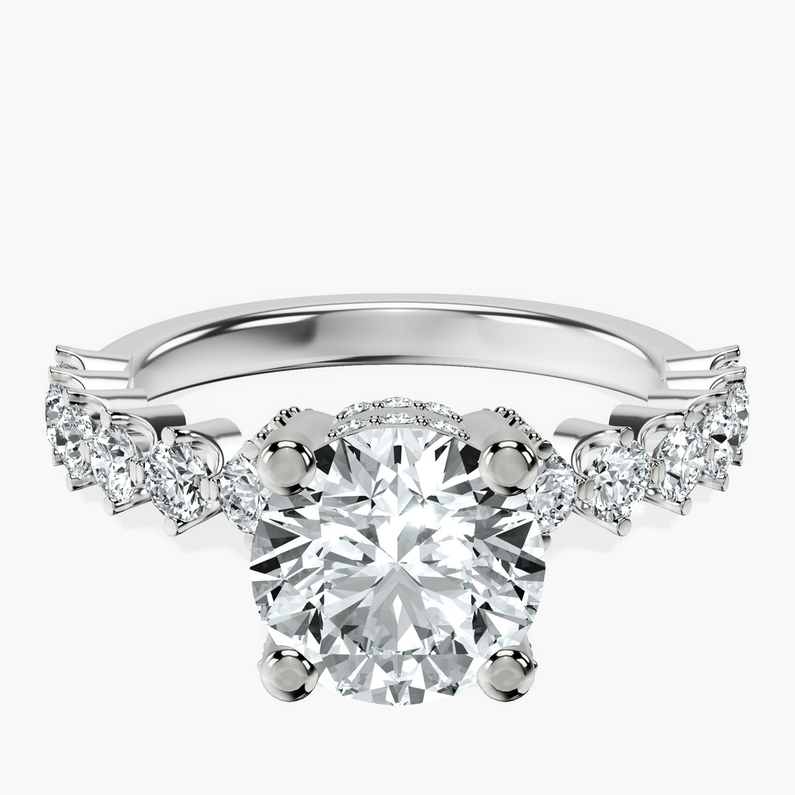 9ct White Gold Caitronia Floating Side Stones Lab Diamond Ring front image