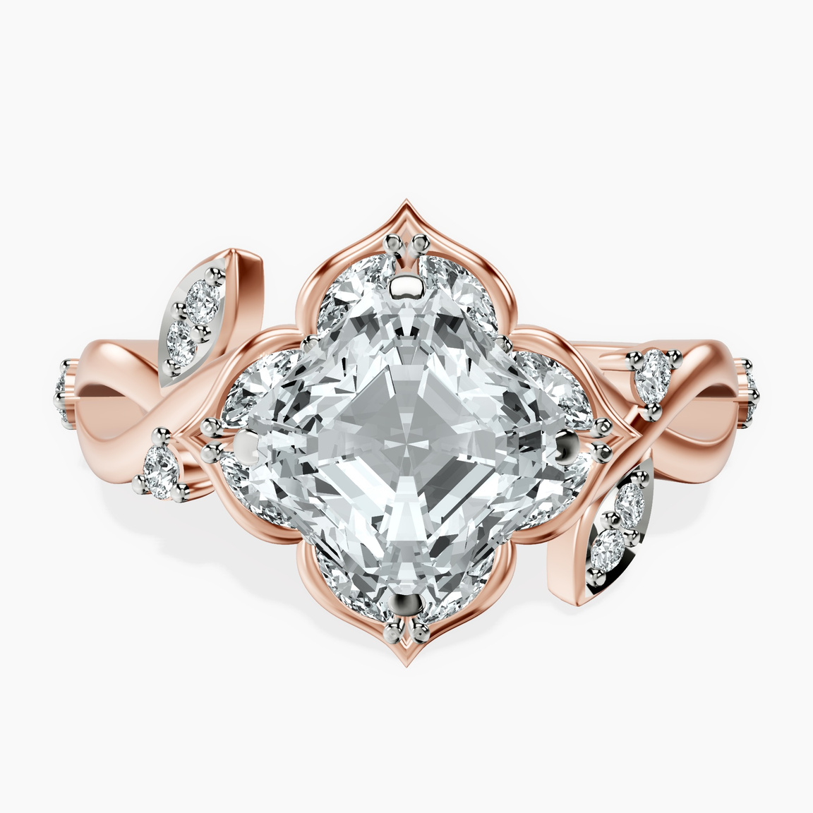 10kt Rose Gold Garden Bloom Side Stone Lab Diamond Ring front image
