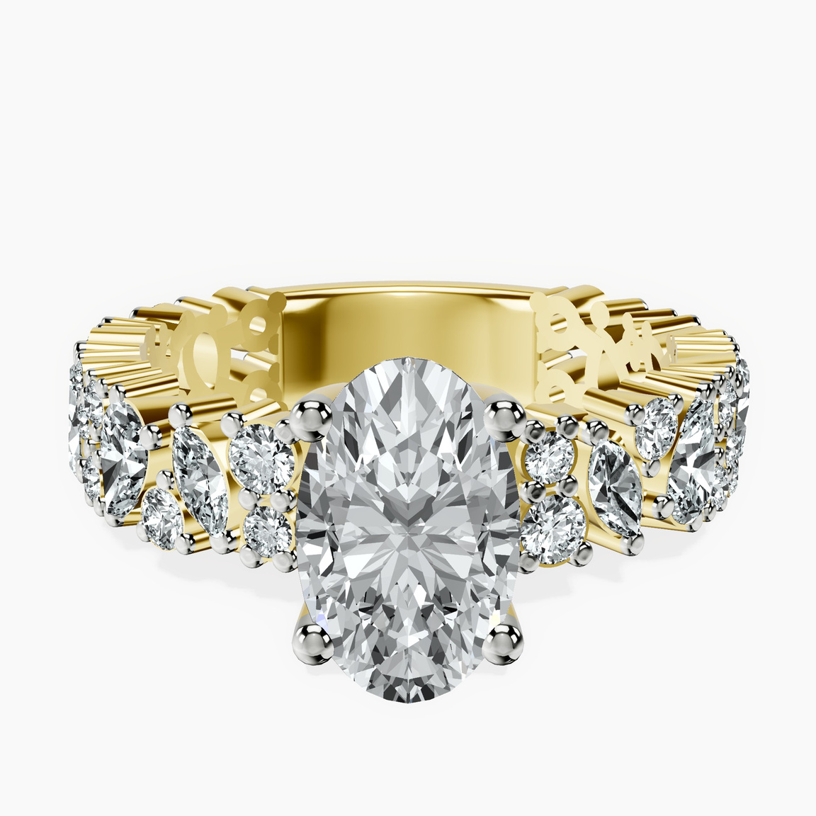 10kt Yellow Gold Skylar Side Stone Encrusted Lab Diamond Ring front image