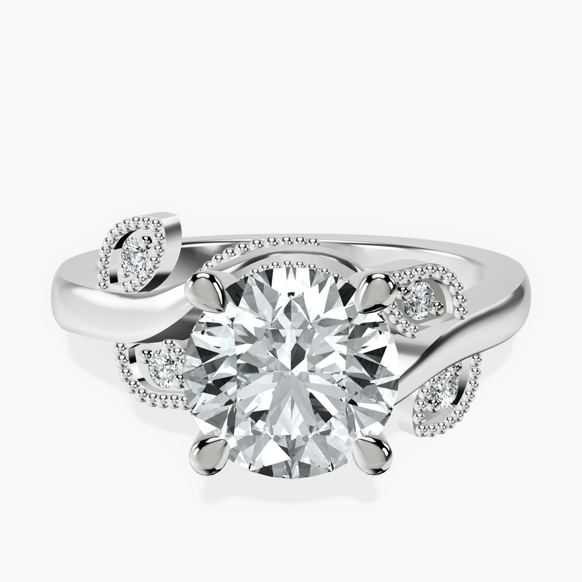 9ct White Gold Rosé Side Stone Lab Diamond Ring front image