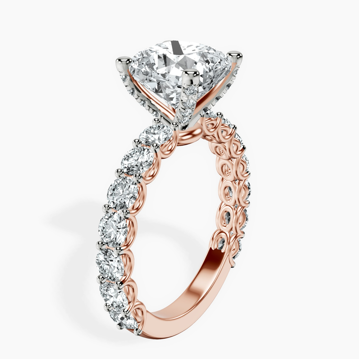 18kt Rose Gold Genelia Side Stone Lab Diamond Ring standing product image one