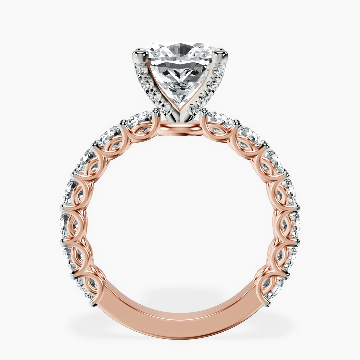 18kt Rose Gold Genelia Side Stone Lab Diamond Ring side right image one