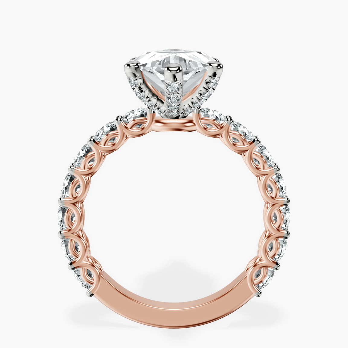 18kt Rose Gold Genelia Side Stone Lab Diamond Ring side right image one