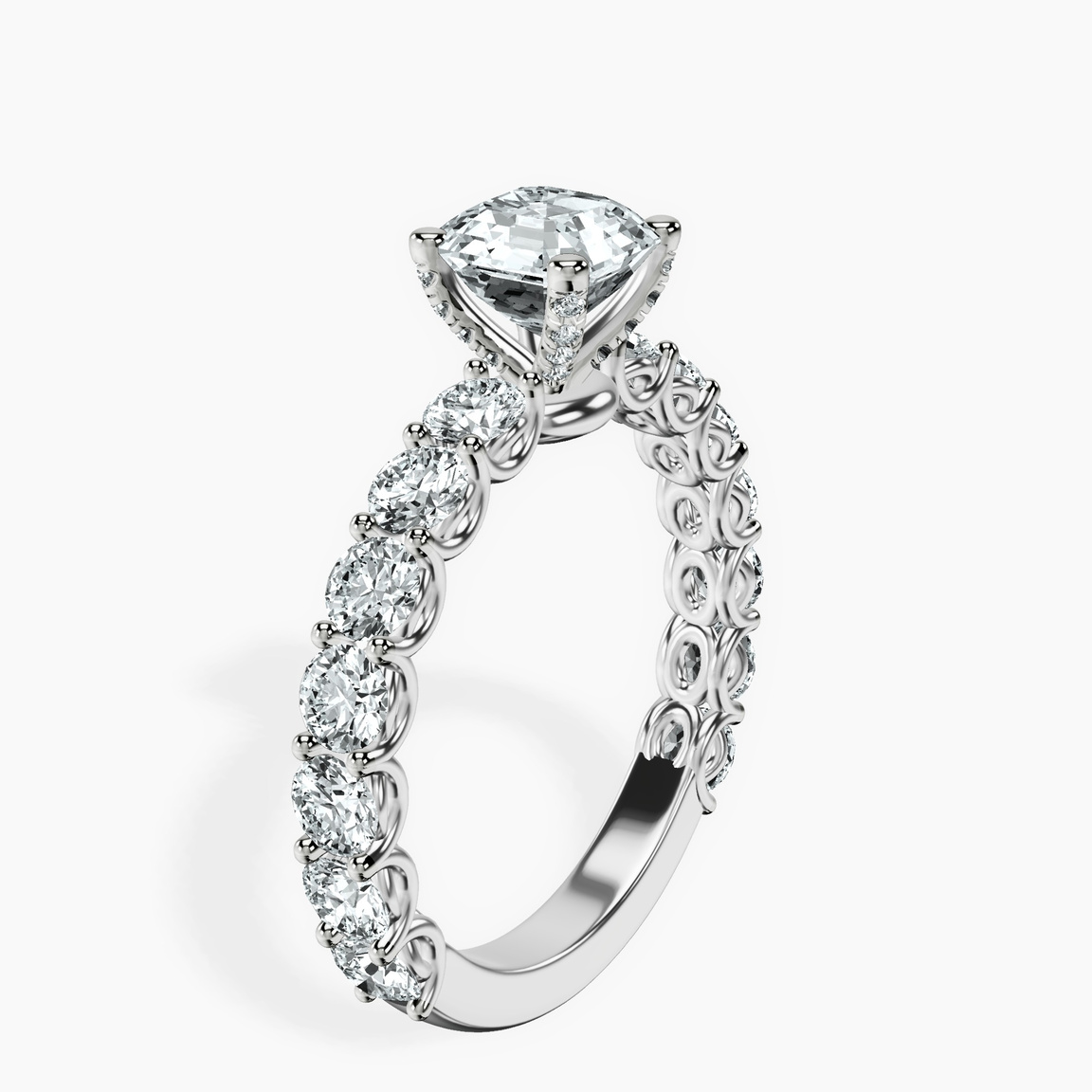Platinum Genelia Side Stone Lab Diamond Ring standing product image one