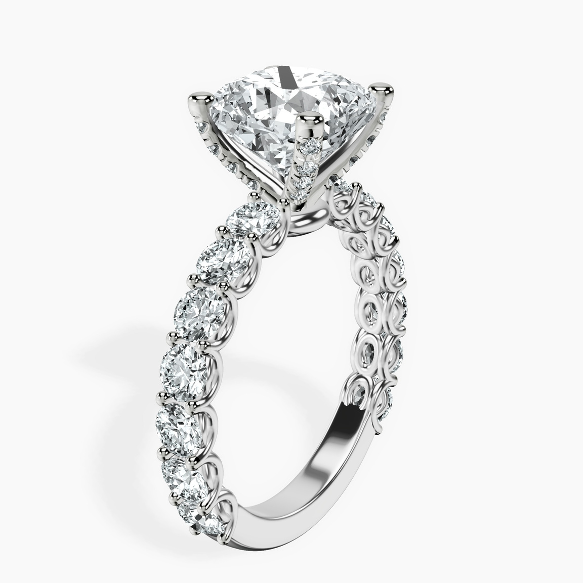 10kt White Gold Genelia Side Stone Lab Diamond Ring standing product image one