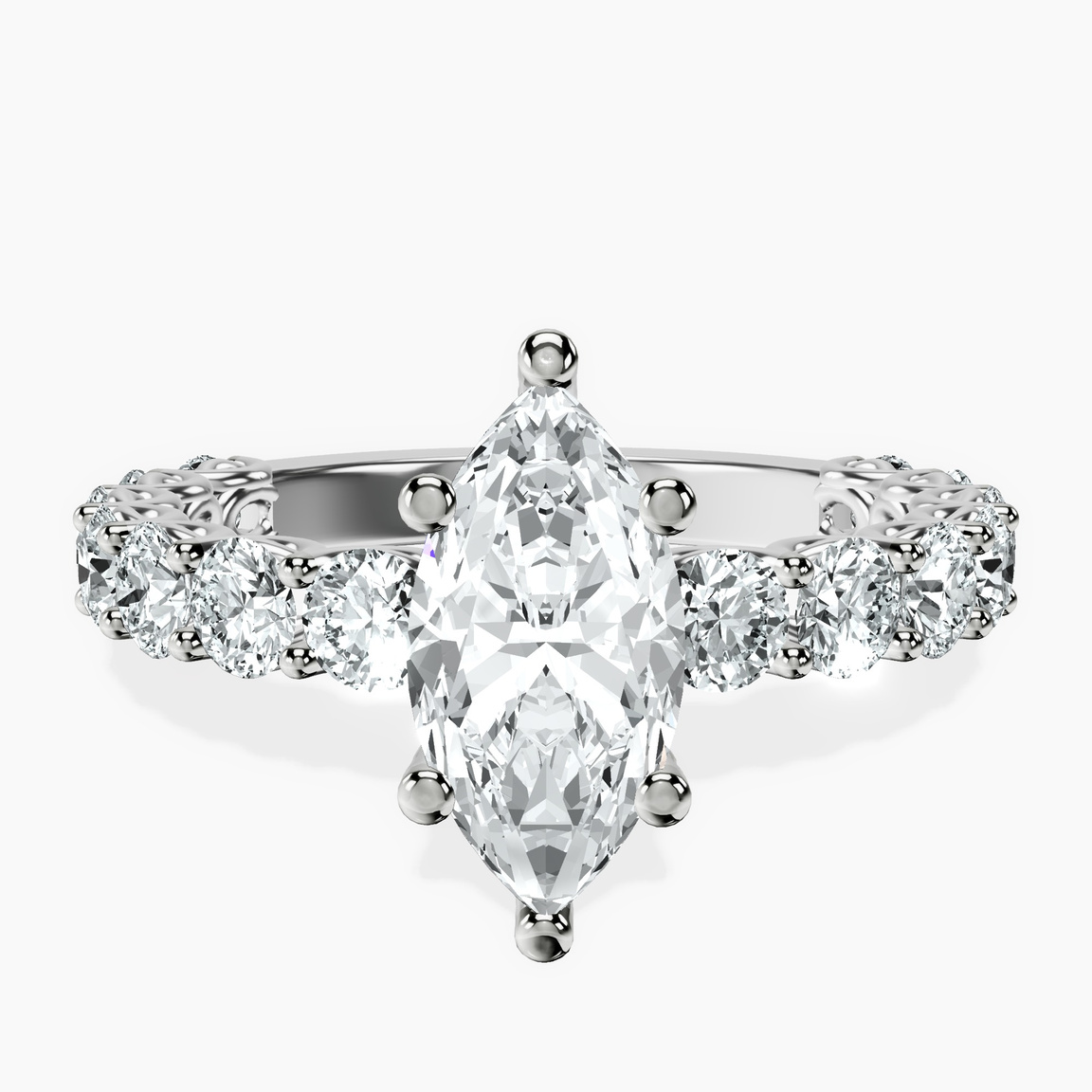 14kt White Gold Genelia Side Stone Lab Diamond Ring front image