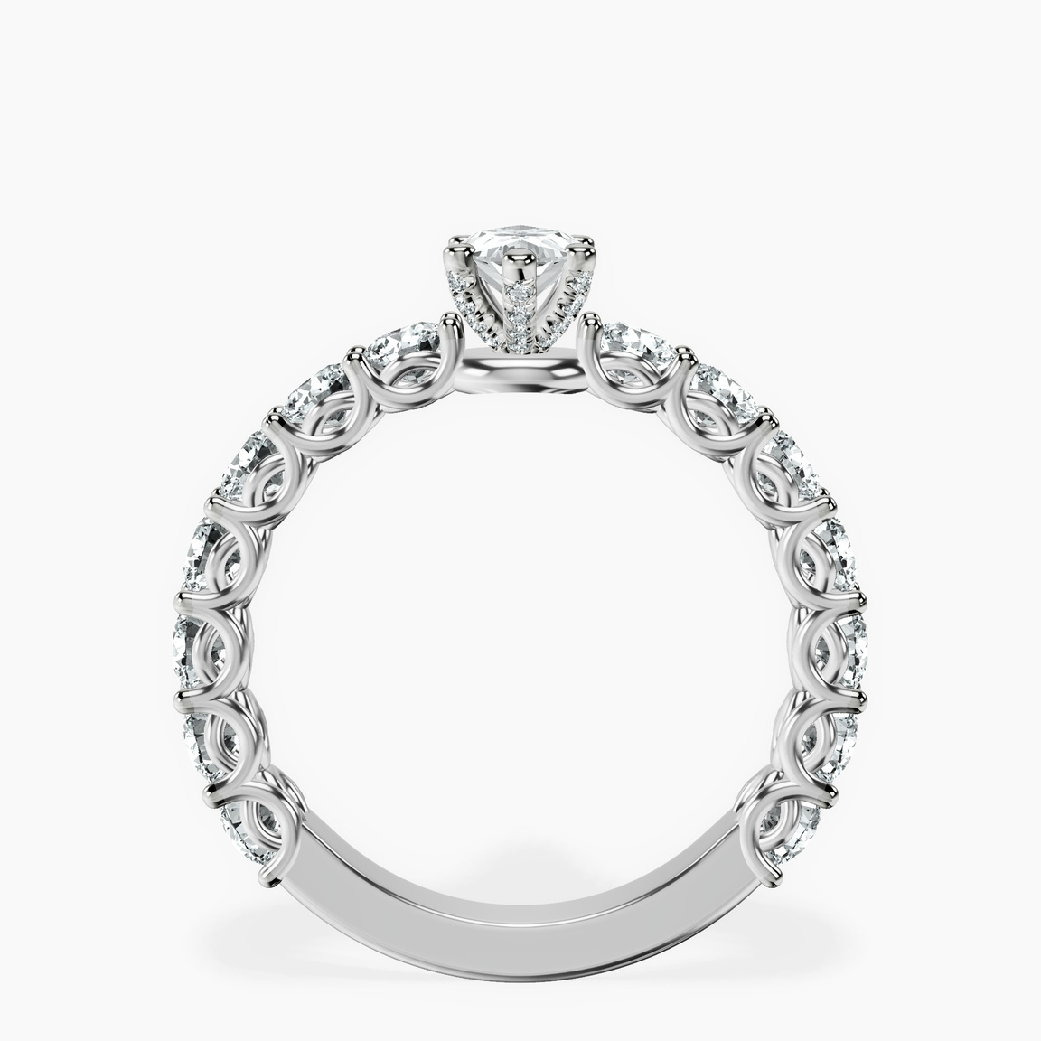 14kt White Gold Genelia Side Stone Lab Diamond Ring side right image one