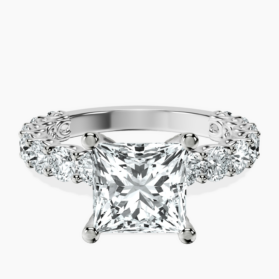 14kt White Gold Genelia Side Stone Lab Diamond Ring front image