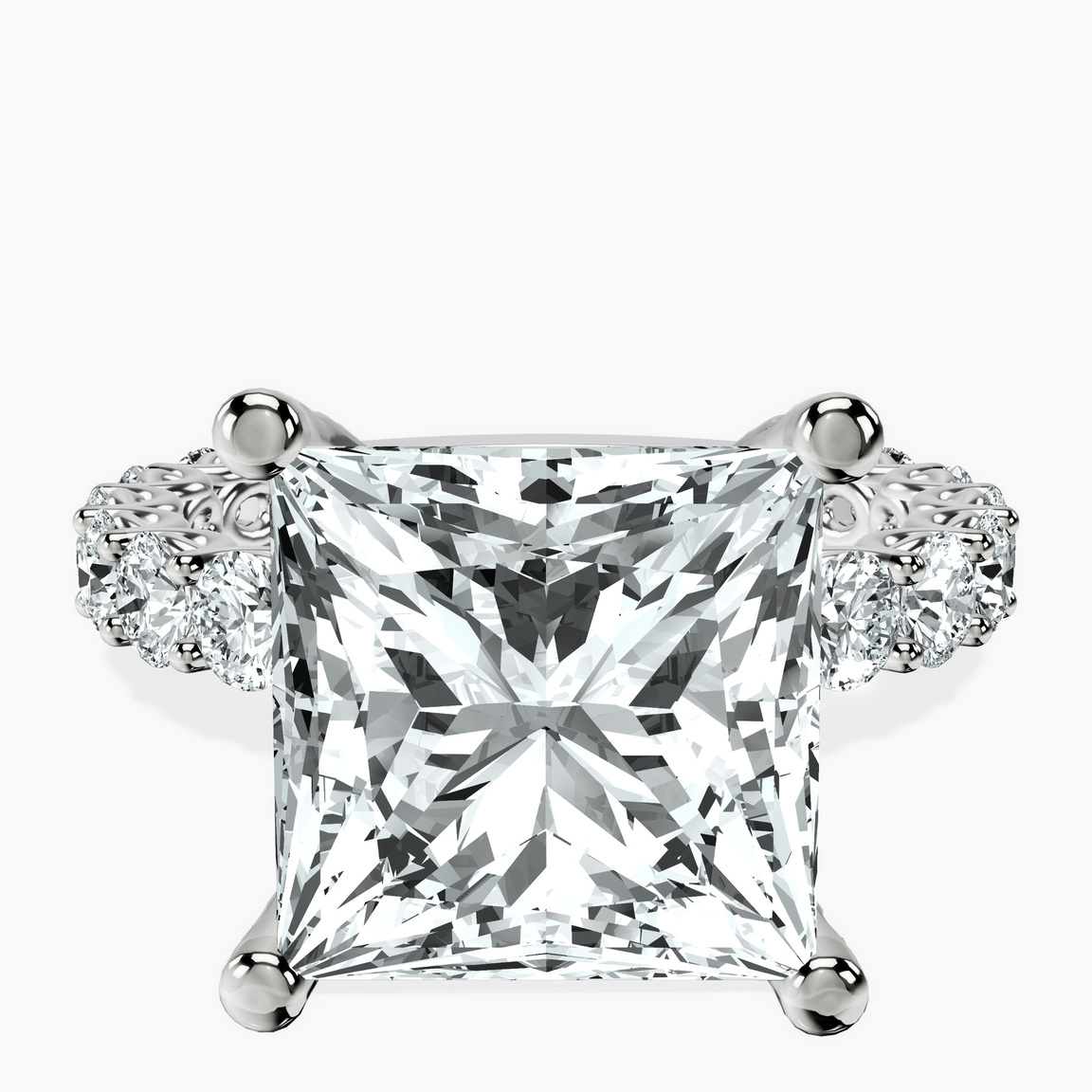 10kt White Gold Genelia Side Stone Lab Diamond Ring front image