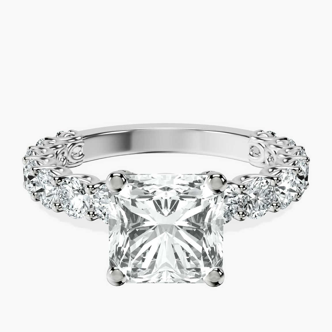 14kt White Gold Genelia Side Stone Lab Diamond Ring front image