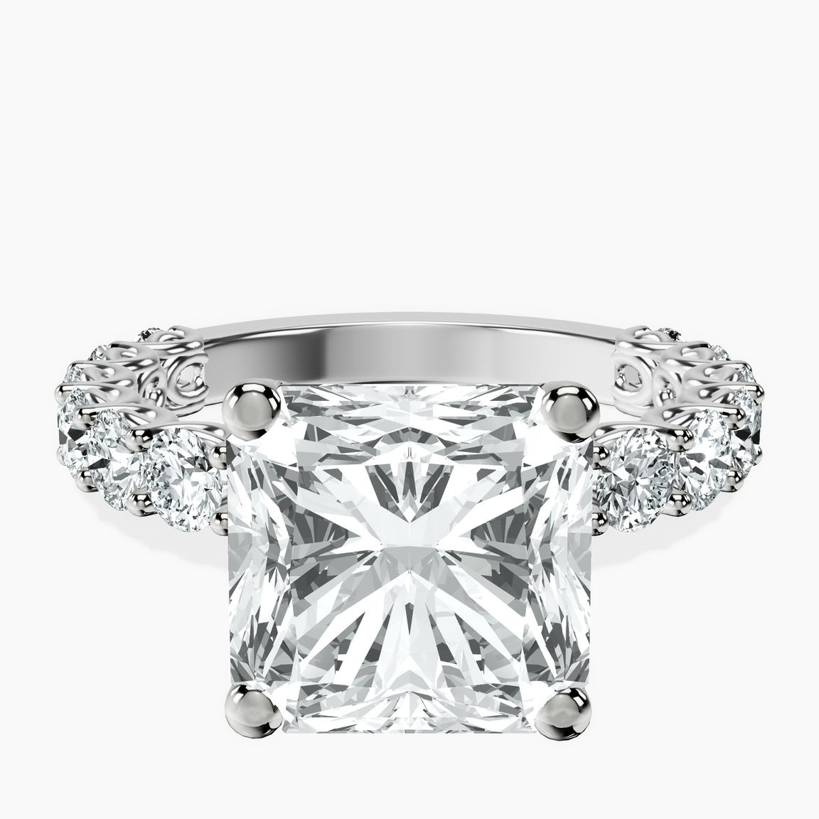 10kt White Gold Genelia Side Stone Lab Diamond Ring front image