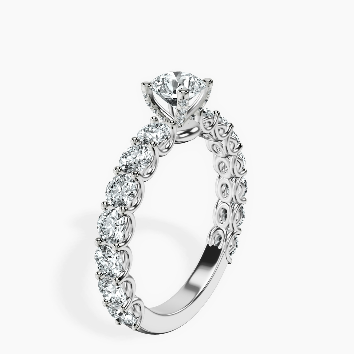 10kt White Gold Genelia Side Stone Lab Diamond Ring standing product image one