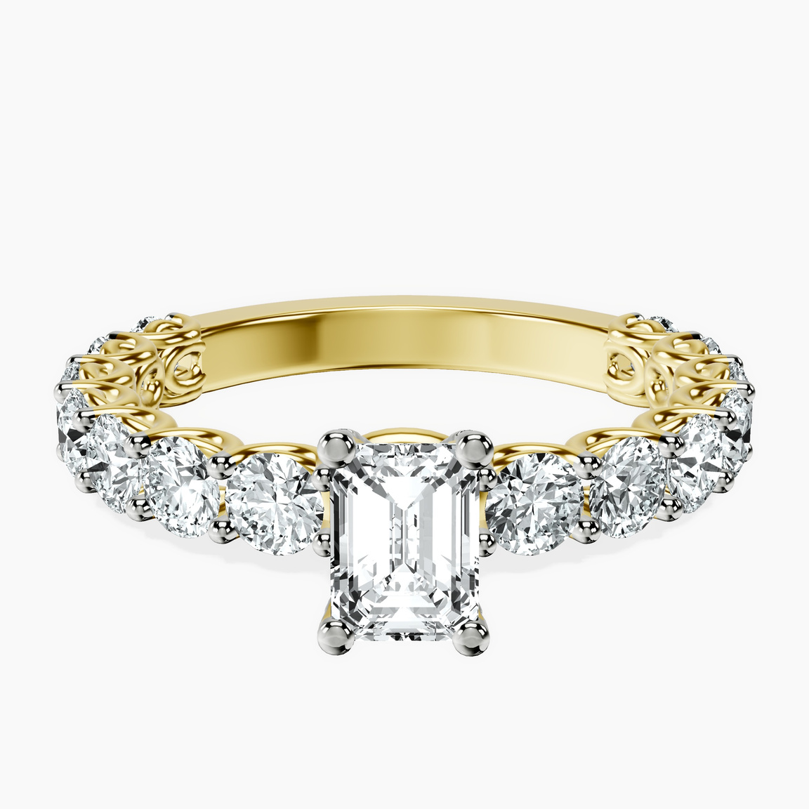 10kt Yellow Gold Genelia Side Stone Lab Diamond Ring front image