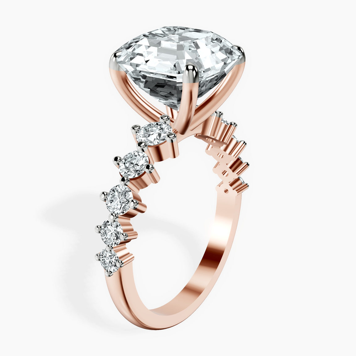 14kt Rose Gold Edna Side Stone Lab Diamond Ring standing product image one