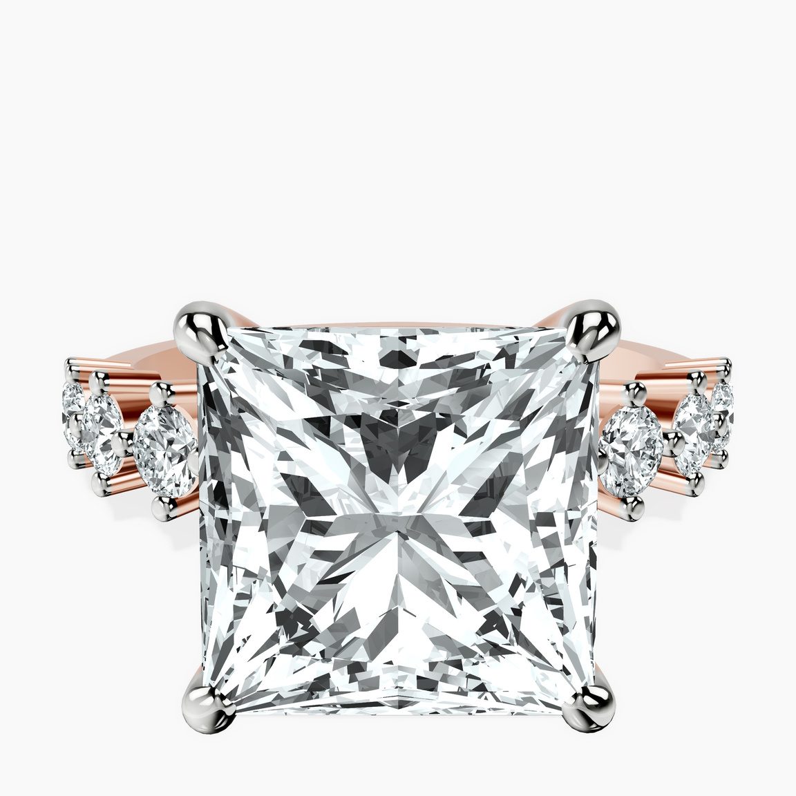 10kt Rose Gold Edna Side Stone Lab Diamond Ring front image