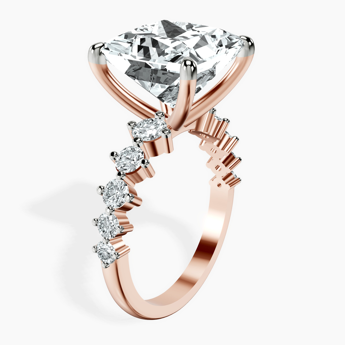 10kt Rose Gold Edna Side Stone Lab Diamond Ring standing product image one