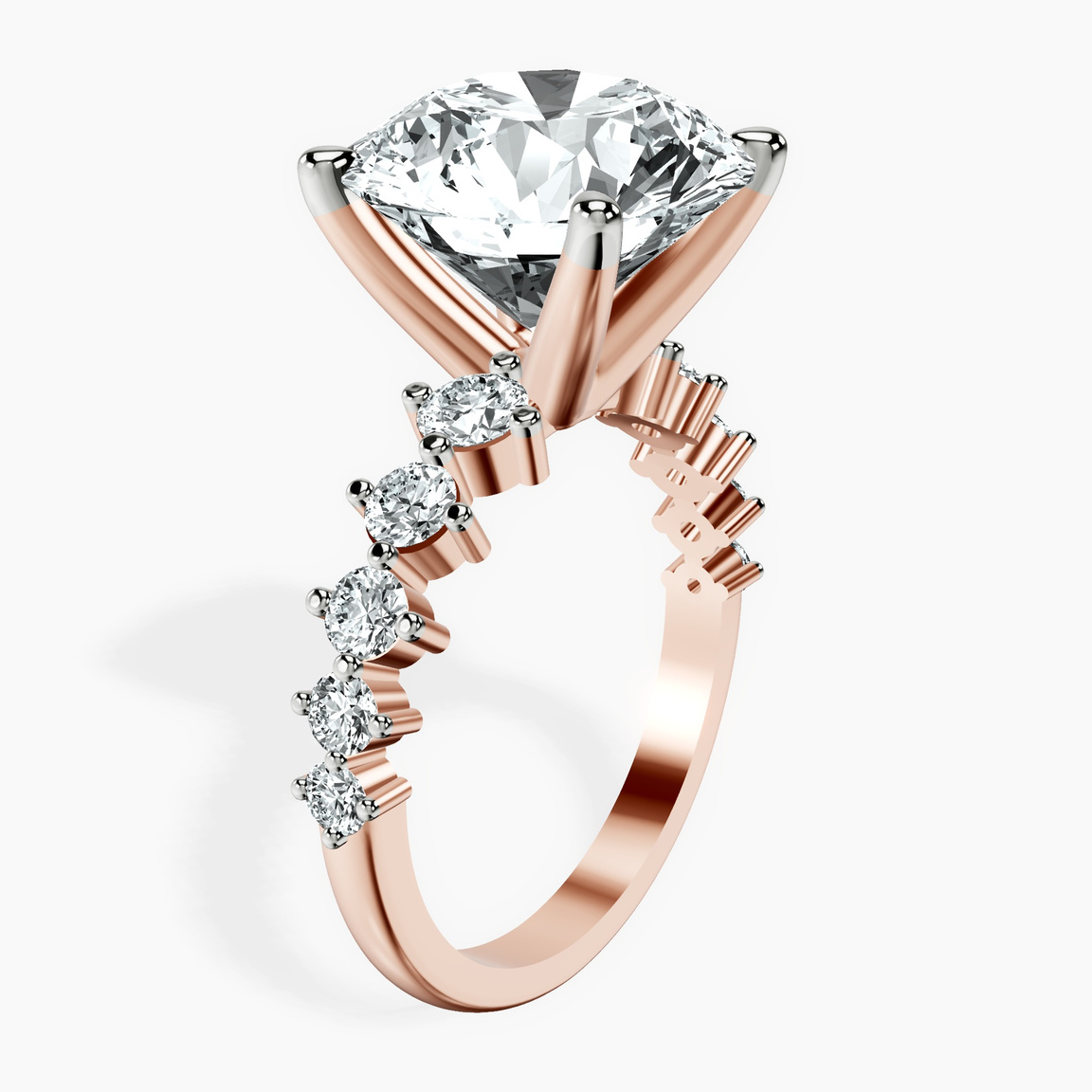 10kt Rose Gold Edna Side Stone Lab Diamond Ring standing product image one