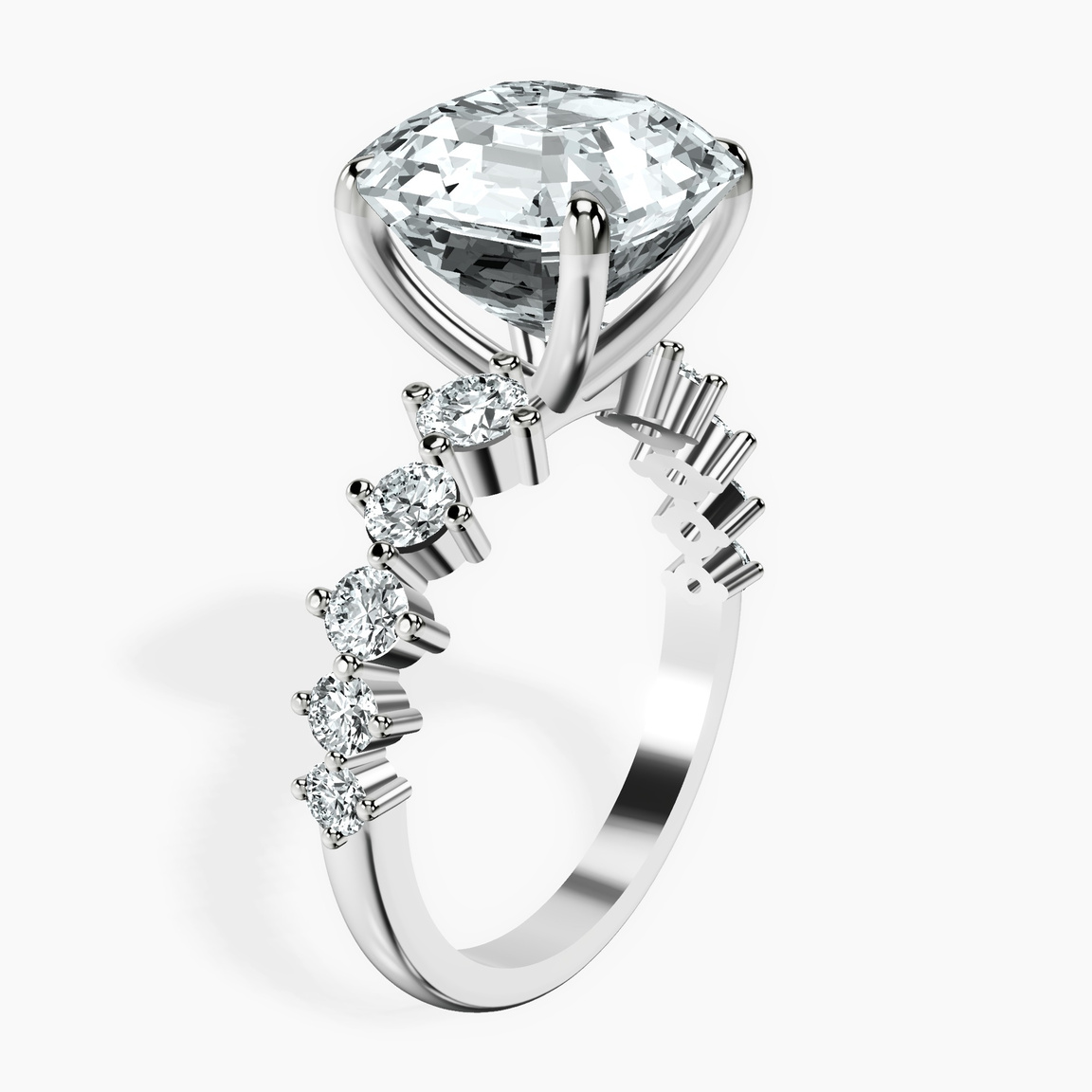 Platinum Edna Side Stone Lab Diamond Ring standing product image one