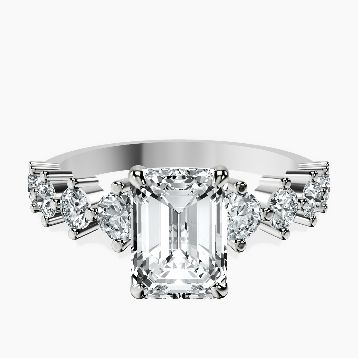 9ct White Gold Edna Side Stone Lab Diamond Ring front image