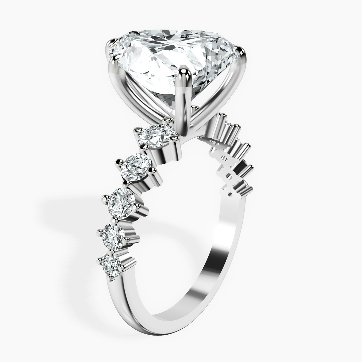 10kt White Gold Edna Side Stone Lab Diamond Ring standing product image one