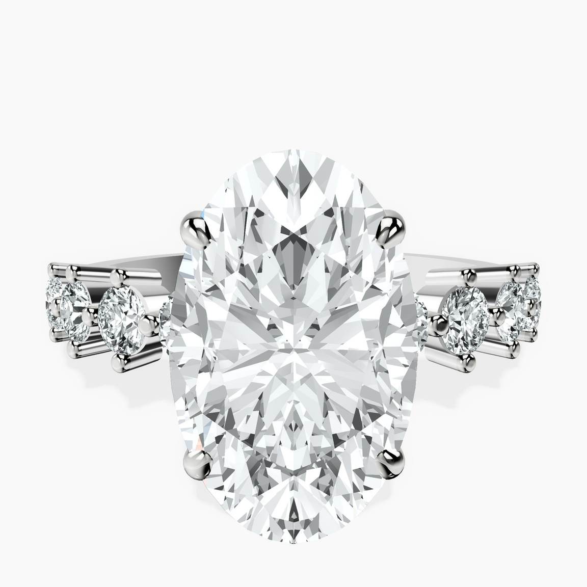 10kt White Gold Edna Side Stone Lab Diamond Ring front image