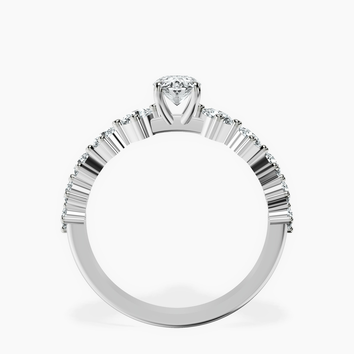 10kt White Gold Edna Side Stone Lab Diamond Ring side right image one