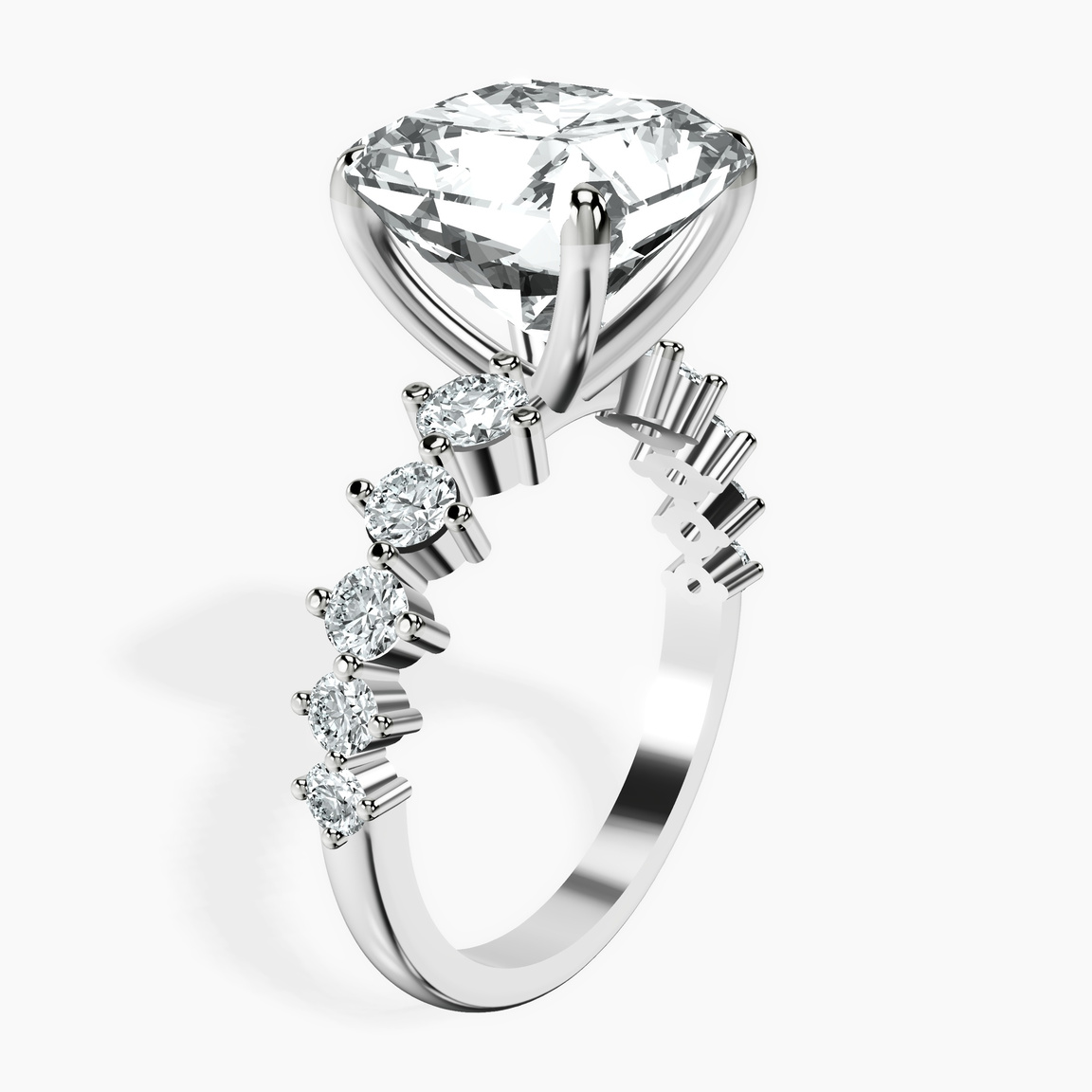 10kt White Gold Edna Side Stone Lab Diamond Ring standing product image one