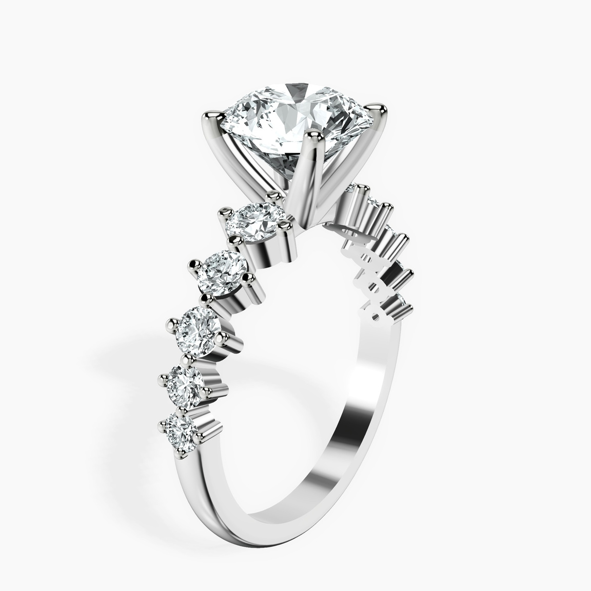 10kt White Gold Edna Side Stone Lab Diamond Ring standing product image one