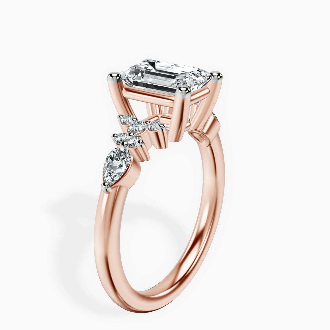 9ct Rose Gold Josephine Four Prong Side Stone Lab Diamond Ring standing product image one