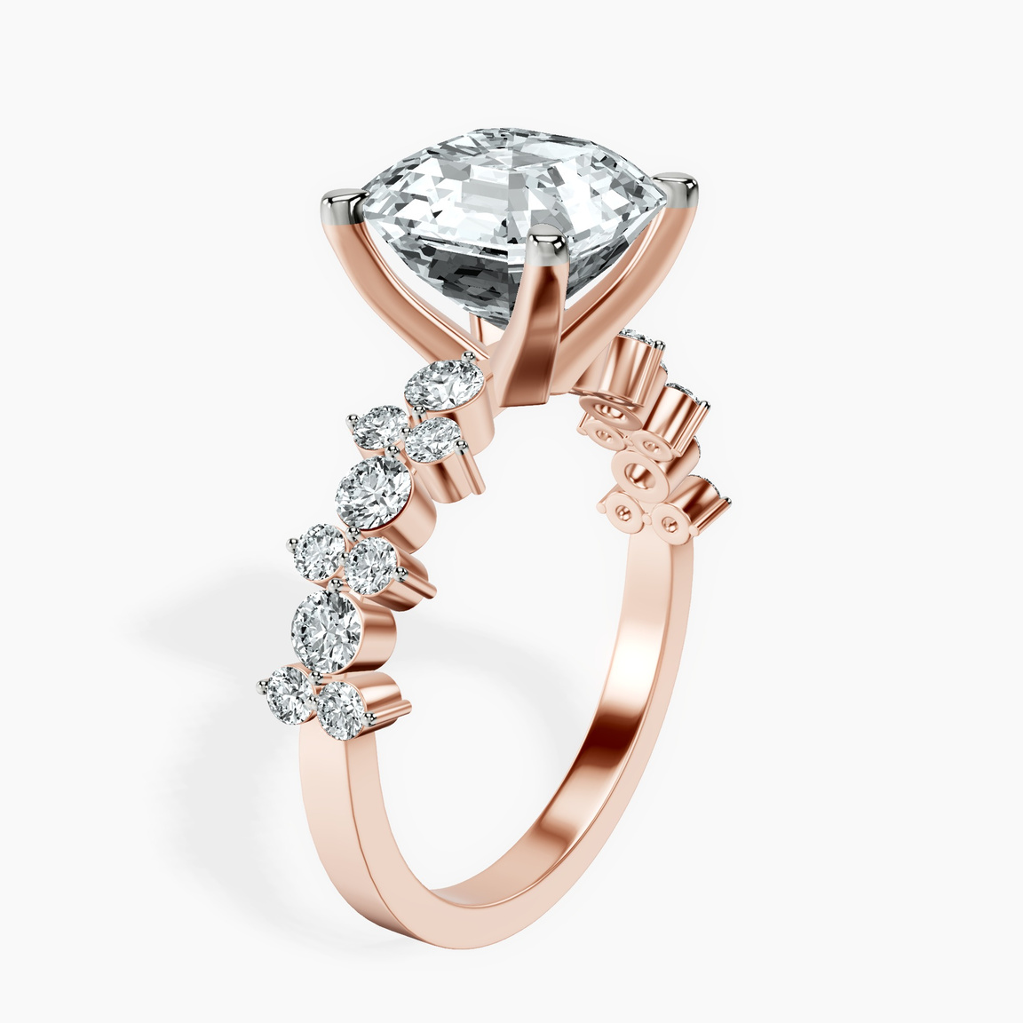 18kt Rose Gold Dorothea Side Stone Lab Diamond Ring standing product image one