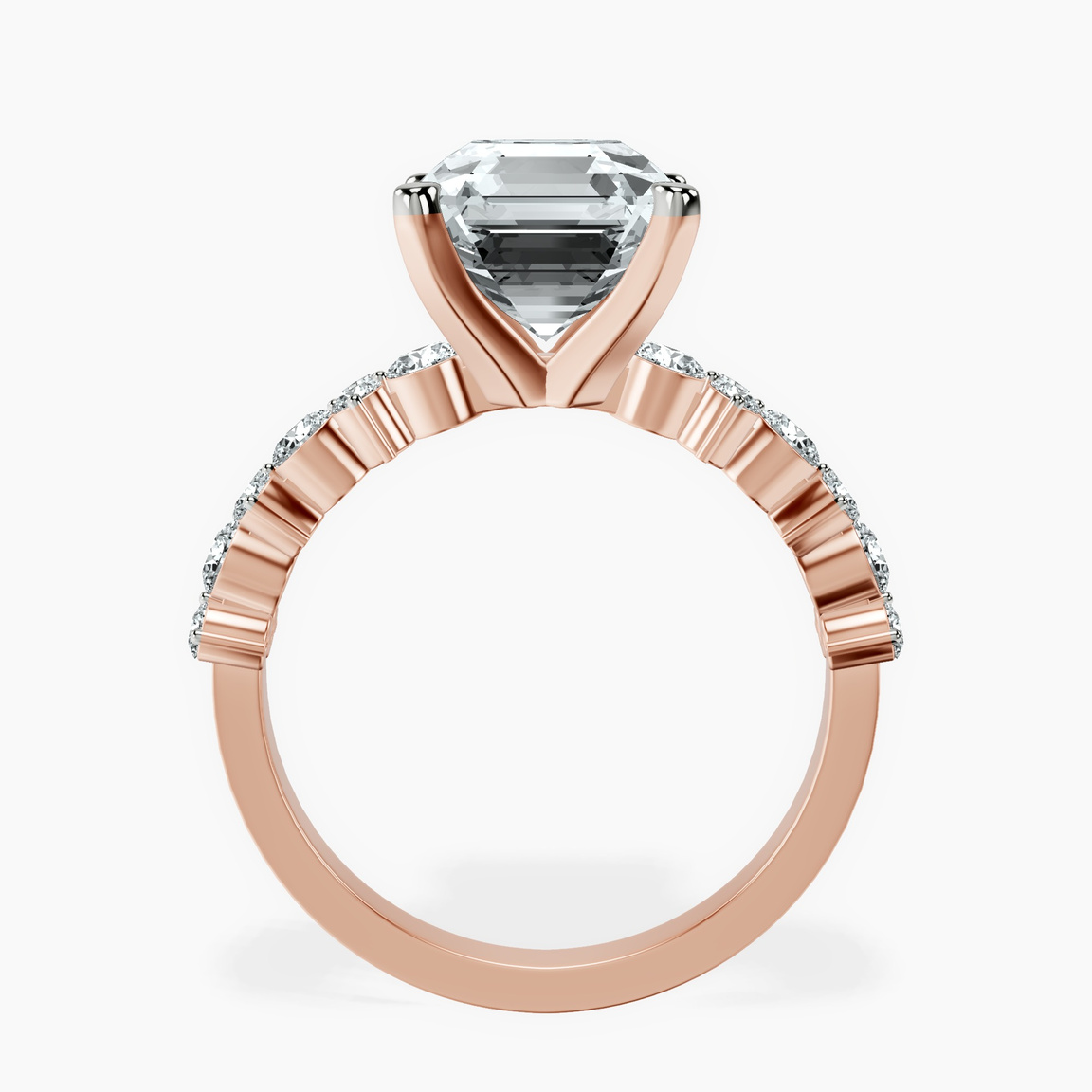 18kt Rose Gold Dorothea Side Stone Lab Diamond Ring side right image one