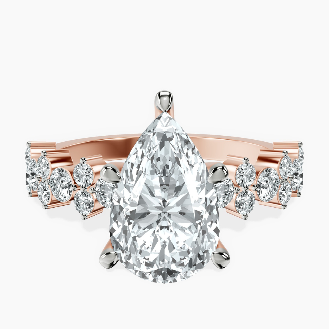 14kt Rose Gold Dorothea Side Stone Lab Diamond Ring front image