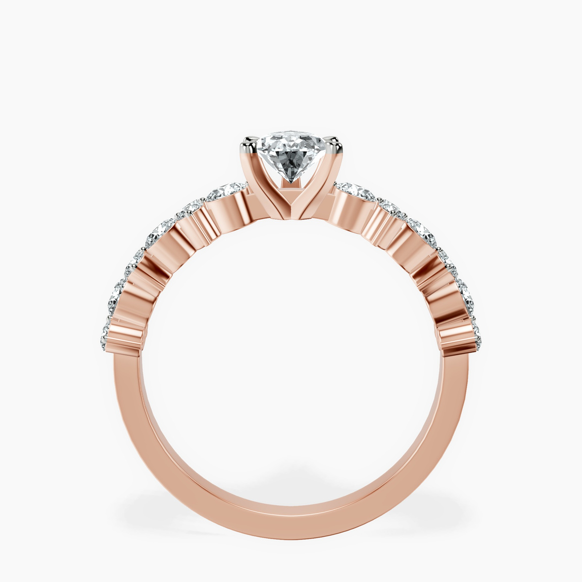 10kt Rose Gold Dorothea Side Stone Lab Diamond Ring side right image one