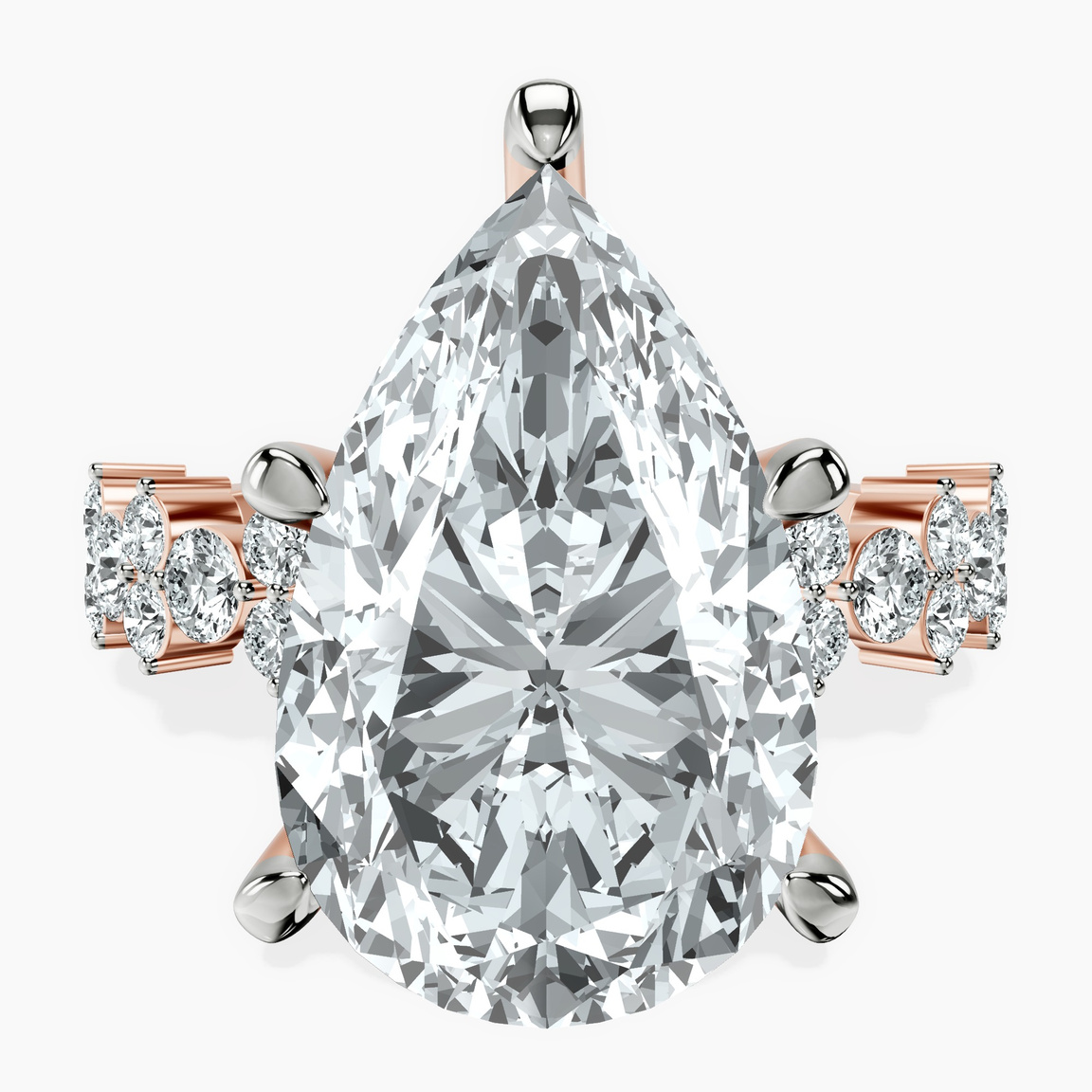 14kt Rose Gold Dorothea Side Stone Lab Diamond Ring front image