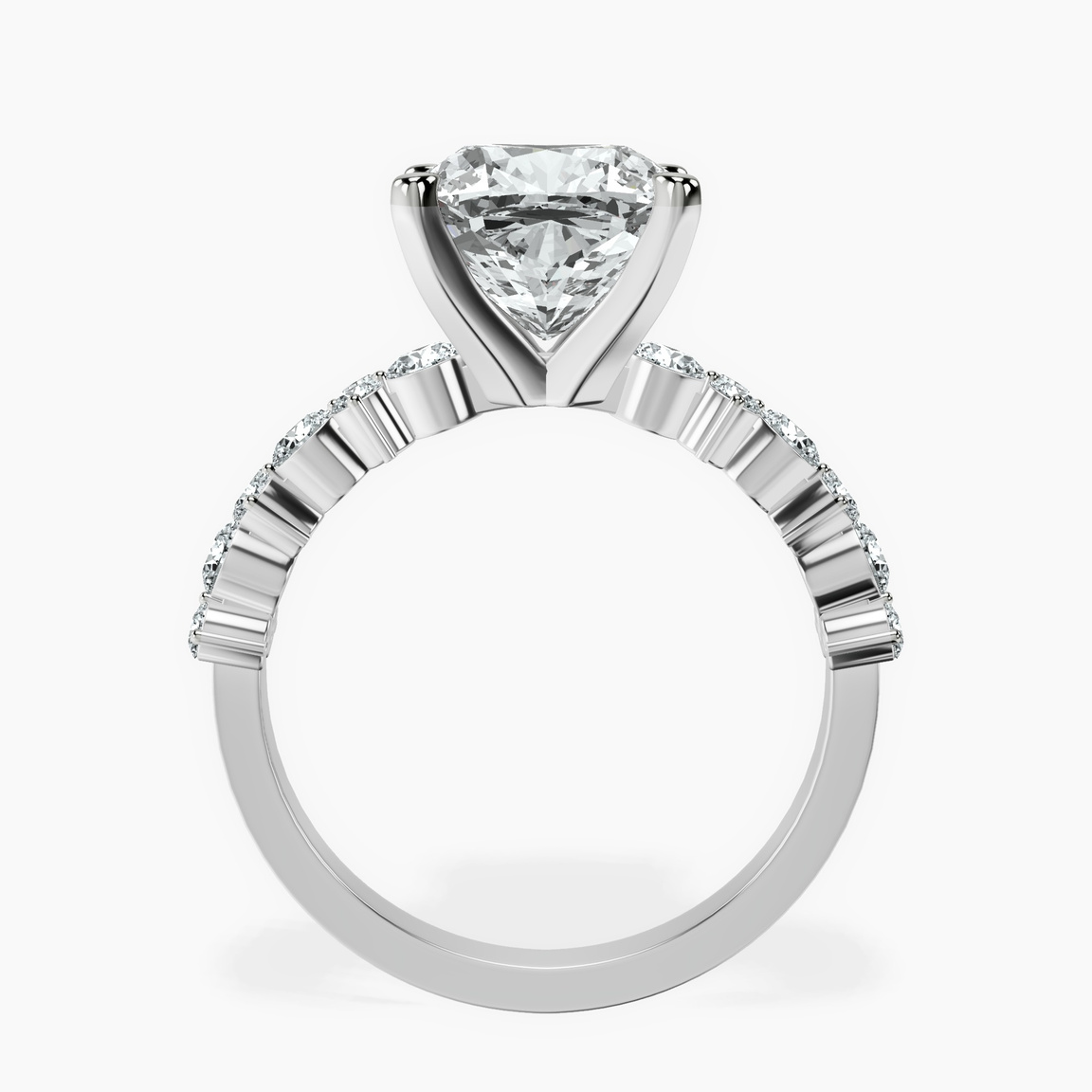 Platinum Dorothea Side Stone Lab Diamond Ring side right image one
