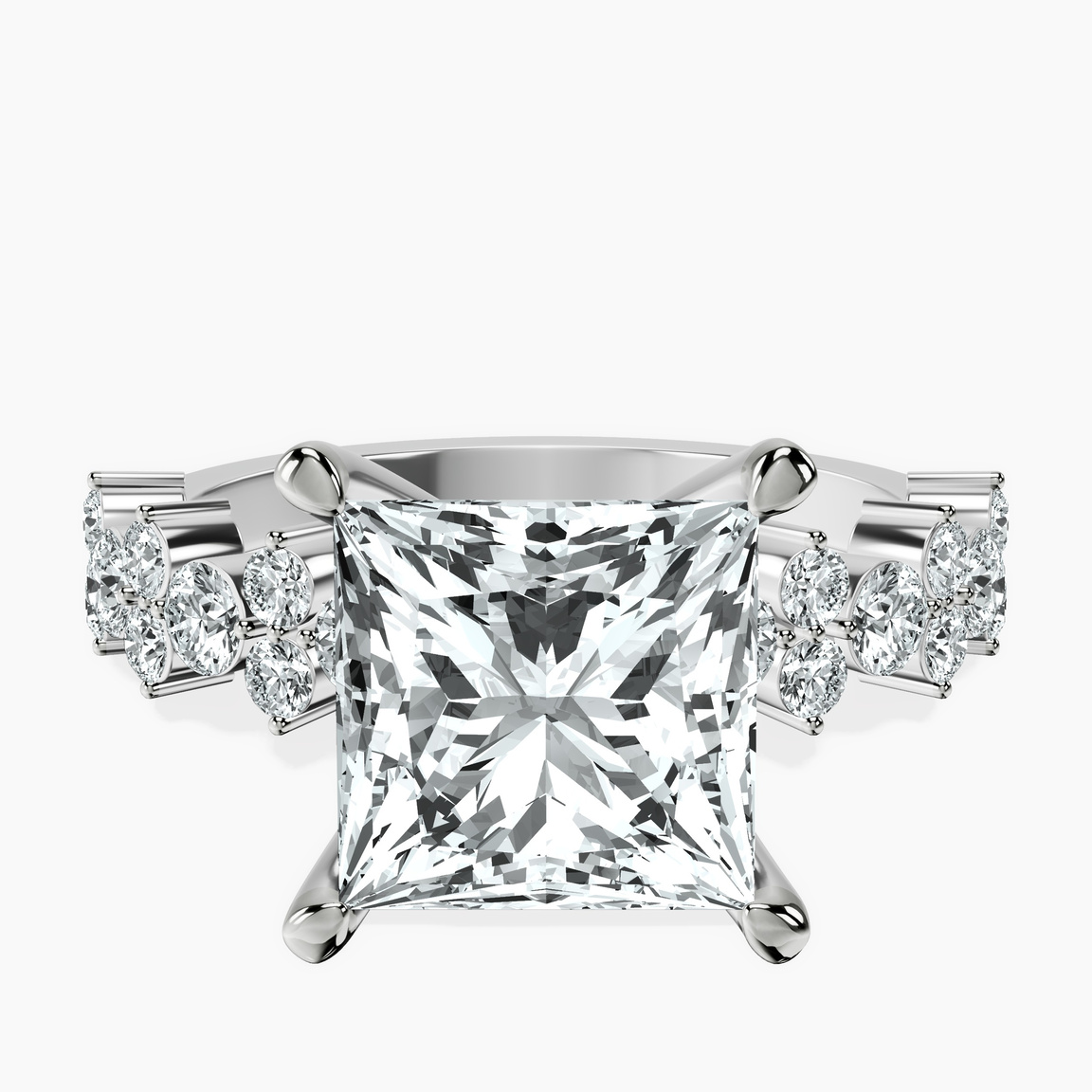Platinum Dorothea Side Stone Lab Diamond Ring front image